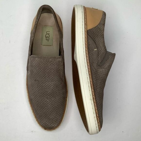 UGG Australia Gray Suede Leather Slip On Boat Sneakers Women Shoes Sz 8 - Picture 2 of 9